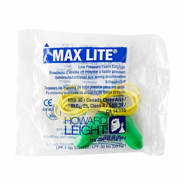 Box - Howard Leight Max Lite Corded Earplugs (100 Pairs | SLC80 25dB, Class 4) - Image 3
